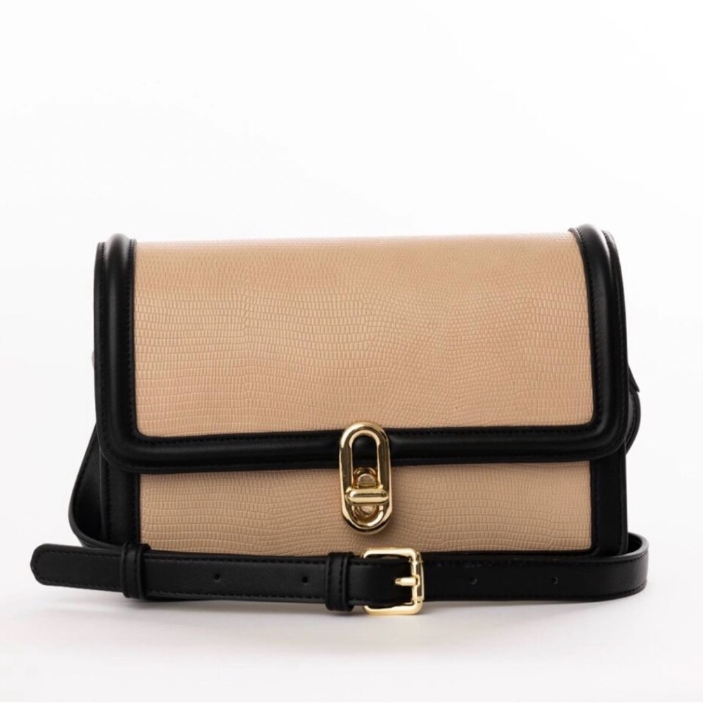 Jules Kae Mia Elegant Black and Tan Crossbody Bag